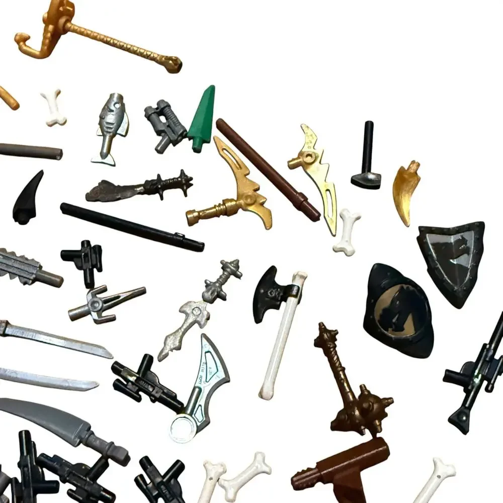Lego Weapons Lot - Swords Guns Staffs Shields Clubs Axes